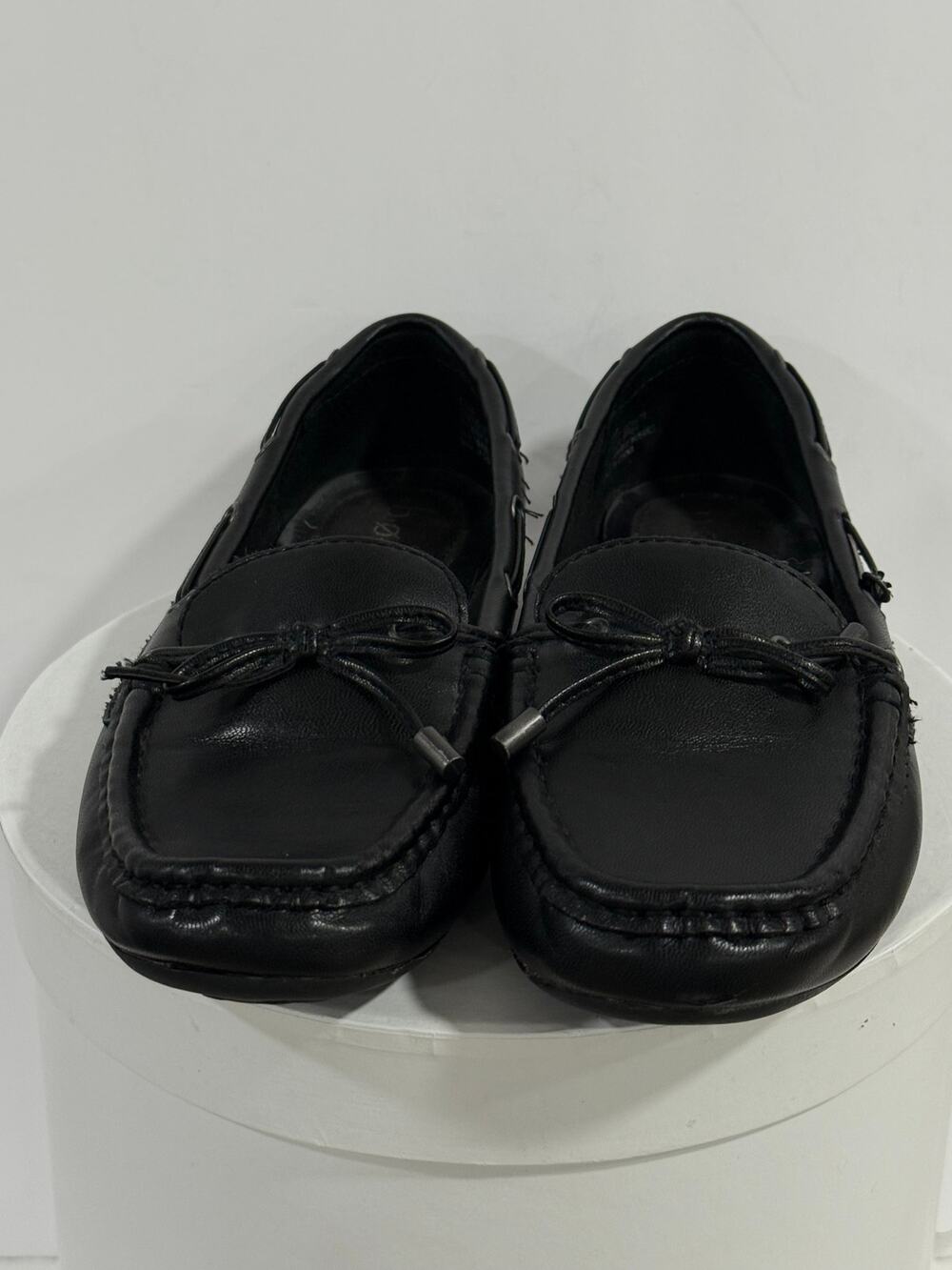 Black Driving Loafers Moccasin Bow BOC Preppy Comfort Slip On Flats Women's 7.5M
